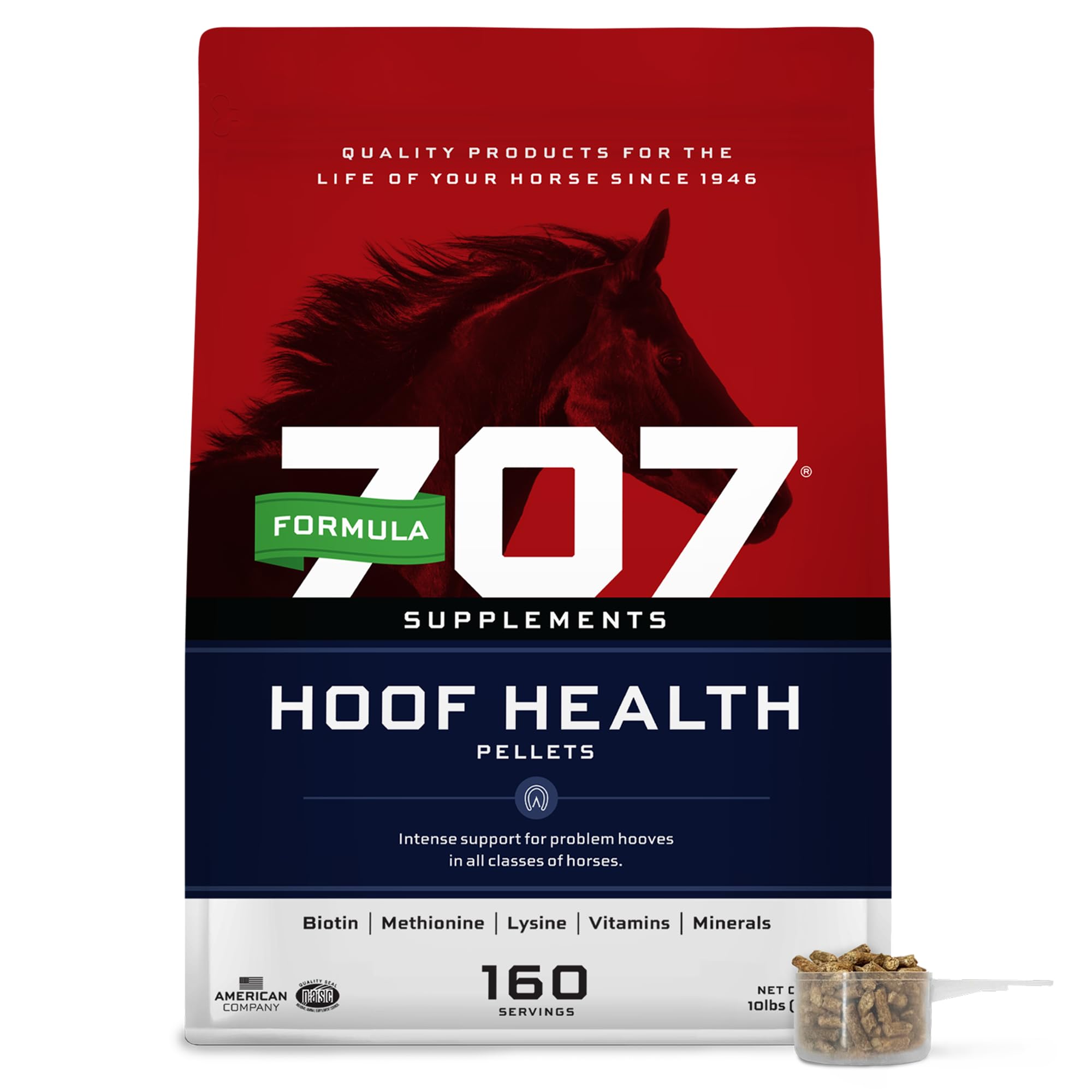 Formula 707 Hoof Health Equine Supplement, 10 lb Bag - 160 Servings - Biotin, Amino Acids, and Minerals to Improve and Support H
