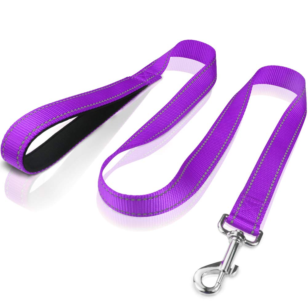Funtags 4Ft Reflective Dog Leash With Soft Padded Handle For Training,Walking Lead For Medium & Small Dogs,3/4 Inch Wide,Purple