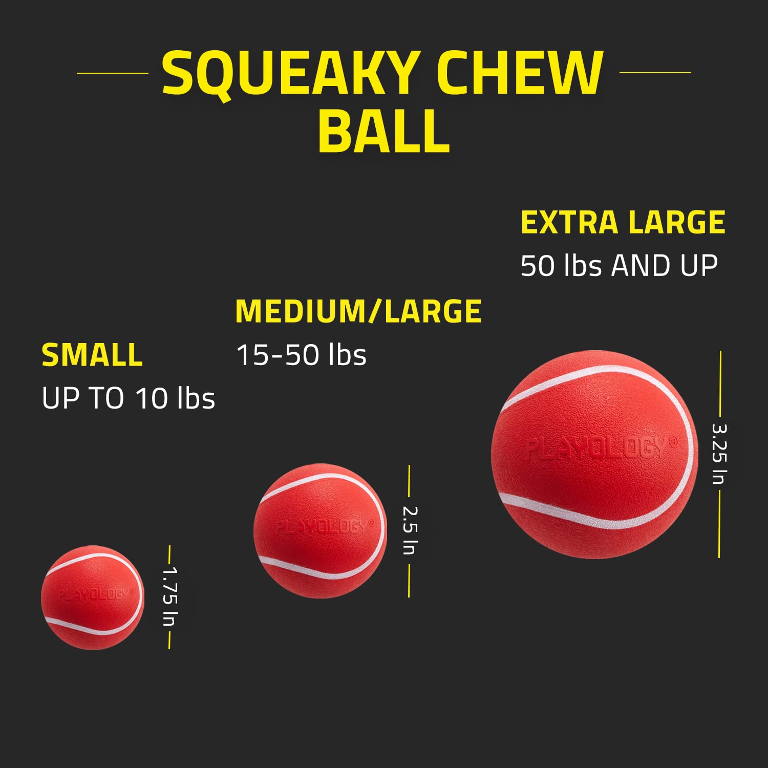 Playology Squeaky Chew Ball for Dogs | Engaging All-Natural Beef Scented Dog Toy for Medium Dogs up to 50lbs | Squeak, Fetch, an