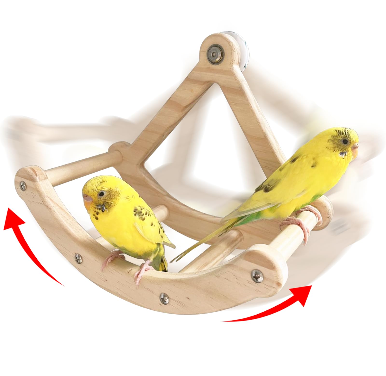 Bird Perch Toy,Wooden Rocking Perch Exercise Wheel, Interactive Bird Intelligence Puzzle for Animals Parrot,Green Cheeks, Baby L