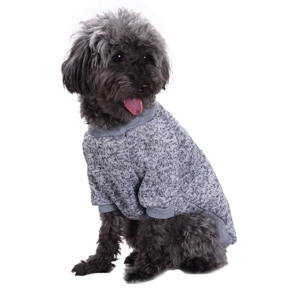 Jecikelon Pet Dog Clothes Dog Sweater Soft Thickening Warm Pup Dogs Shirt Winter Puppy Sweater For Dogs (Grey, L)