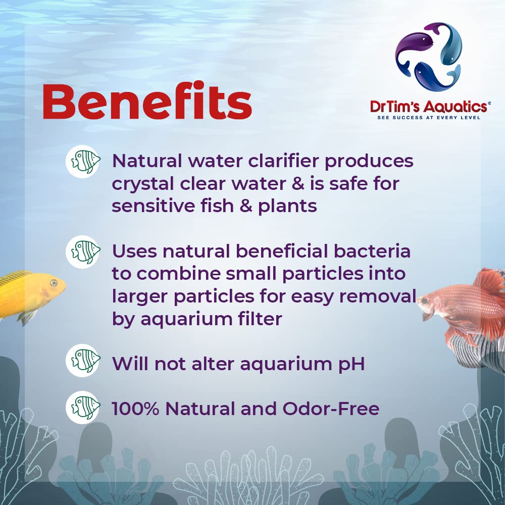DrTim      s Aquatics Freshwater Clear-UP Natural Water Clarifier - for Fish Tanks, Aquariums, Water Filtering, Treatment - Eco-