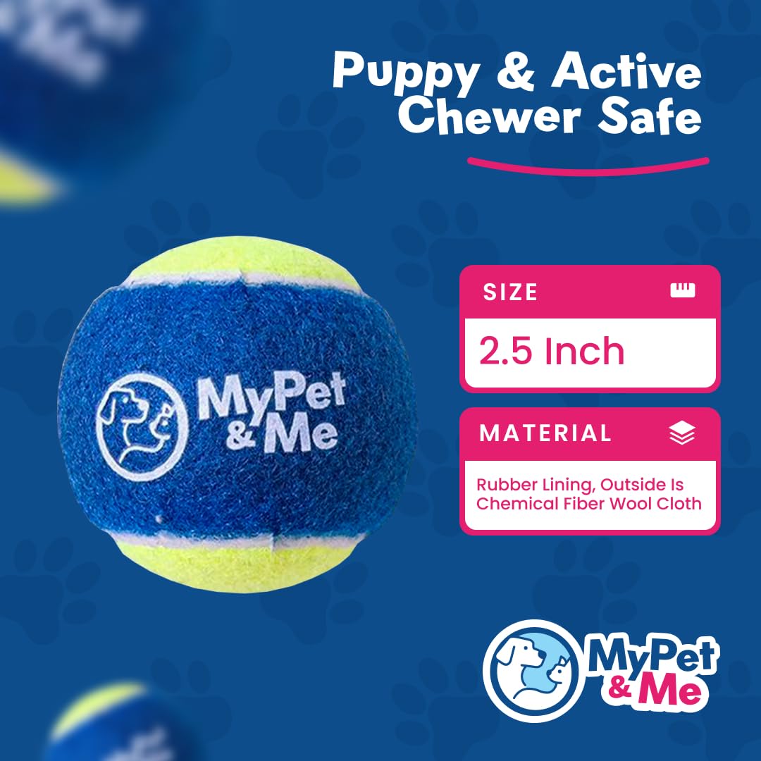 My Pet & Me - Durable Dog Tennis Balls - 2.5-Inch | Bouncy, Chew-Resistant Dog Toys For Fetch, Teething, Indoor & Outdoor Play |