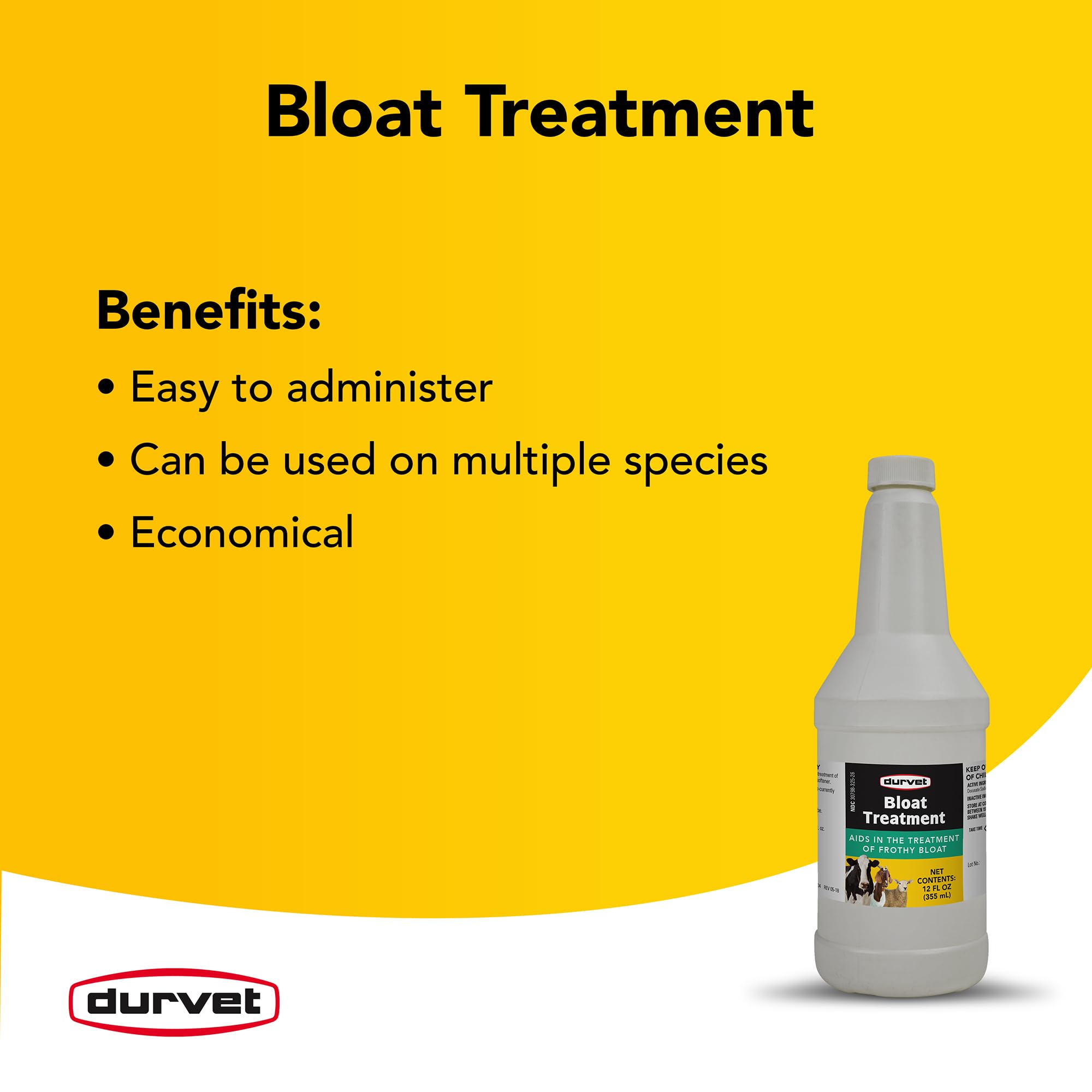 Durvet Bloat Treatment for Cattle, Sheep, and Goats, 12-Ounce Bottle