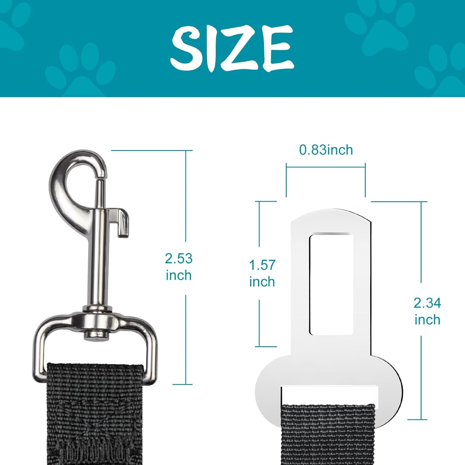 Car Dog Leash - Best Dog Seat Belt (2 Pack) Car Harness Attachment For Dogs - Adjustable Dog Restraints Seatbelts For Cars (17.5