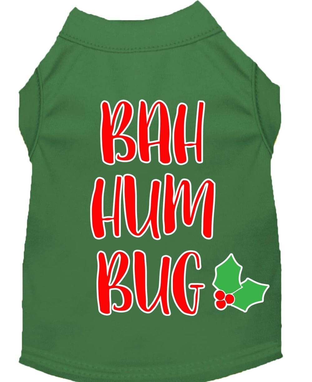 Christmas Pet Dog & Cat Shirt Screen Printed, &quot;Bah Humbug&quot; White LG (10-14 lbs.)