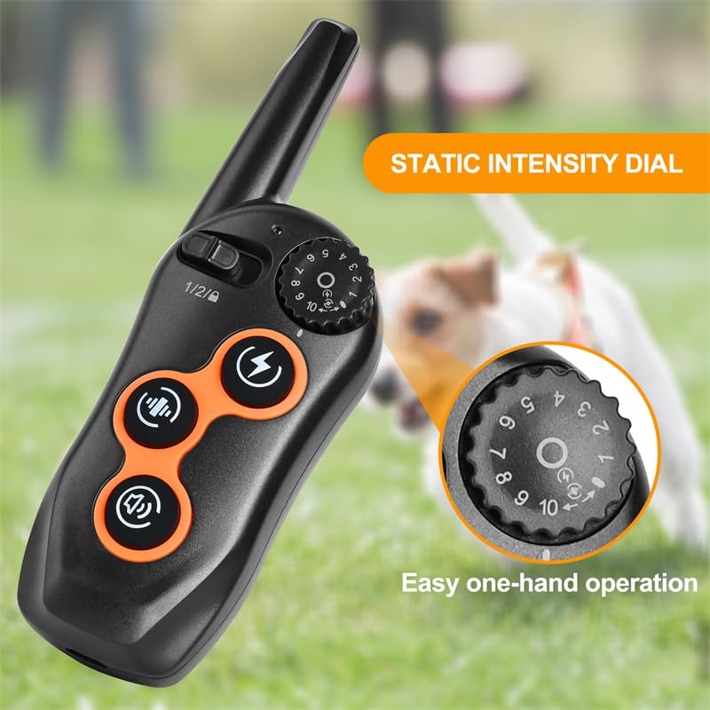 Dog Shock Collar With Remote Control,1300Ft,Ip67 Waterproof Dog Training Collar With 3 Training Modes, Beep, Shock, Vibration,Sa