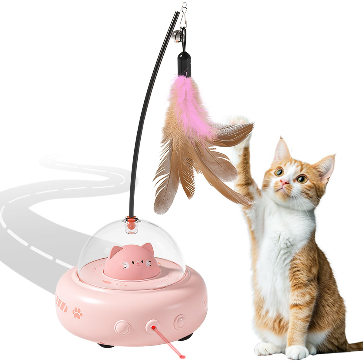 Goosheep Automatic Cat Toy Automatic Self Play Cat Toys Interactive For Indoor Cat Exercise Moving Cat Toy Pink