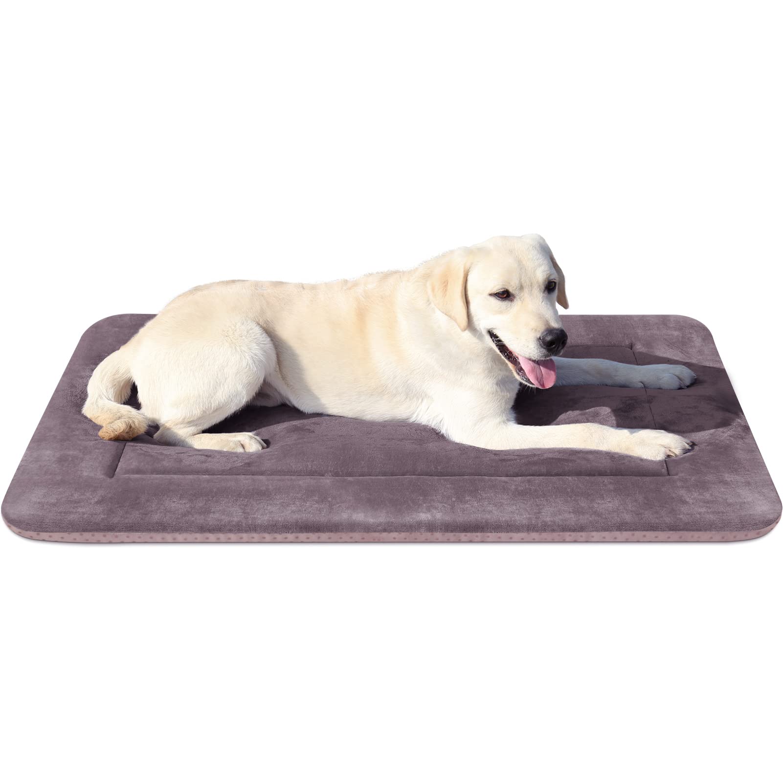 JoicyCo Dog Bed Crate Pad Mat Soft Mattress 42 in NonSlip Washable Pet Dog Beds for Large Dogs Kennel Pad, Lilac Grey L