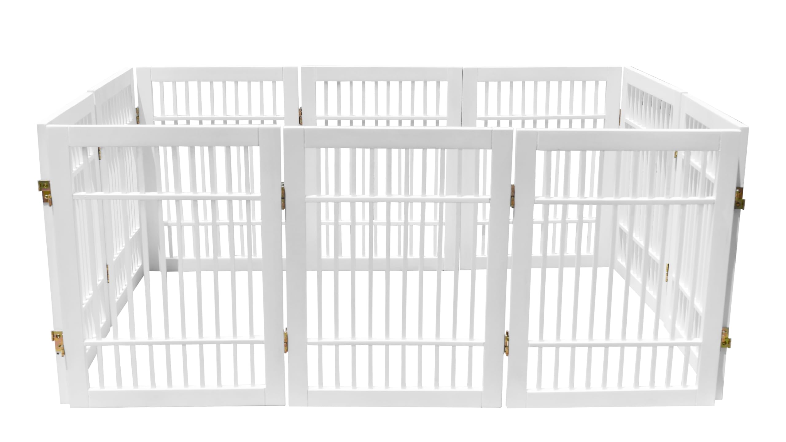 Pet Dog Gate Strong and Durable Freestanding Folding Acacia Hardwood Portable Wooden Fence Indoors or Outdoors by Urnporium (Whi
