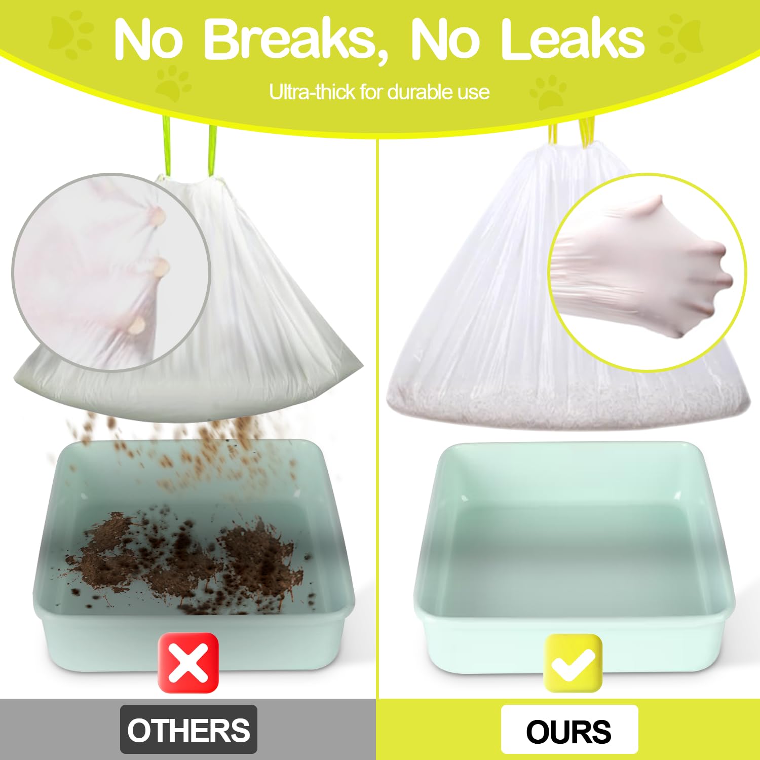 Xuepett 24 Pack Jumbo Cat Litter Box Liners, Tear Resistant Heavy Duty Cat Litter Bags With Drawstring, Pre-Separated For Easy A