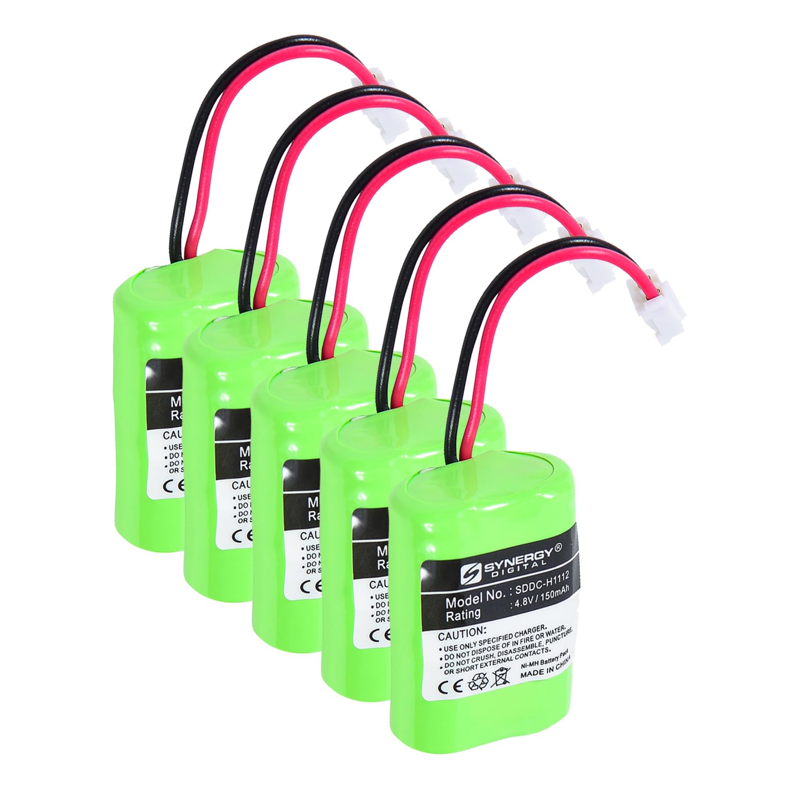 Synergy Digital Dog Collar Batteries, Compatible with Kinetic MH120AAAL4GC Dog Collar Batteries (Ni-MH, 4.8V, 150 mAh), Set of 5