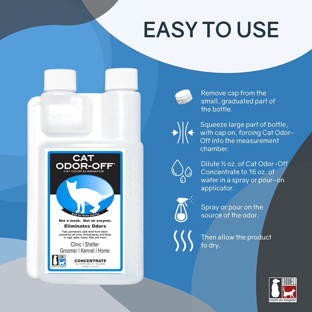 Thornell Cat Odor-Off Concentrate Pet Smell Odor Eliminator ?Cat Odor Eliminator Concentrate For Pet Urine Odor, Tomcat Spray Fo