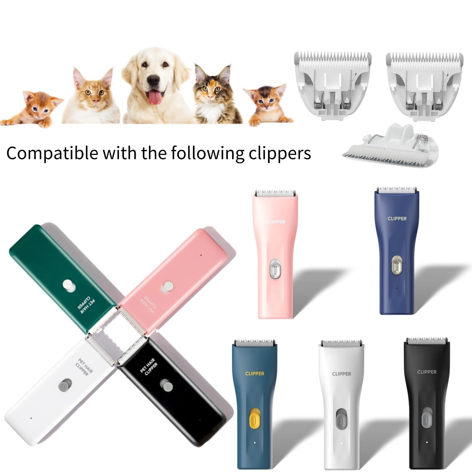 Grimgrow 6 Pack Ceramic Blades Replacement for Dog Grooming Clippers, Detachable Pet Clipper Blades for Dogs,Cats Hair Trimming