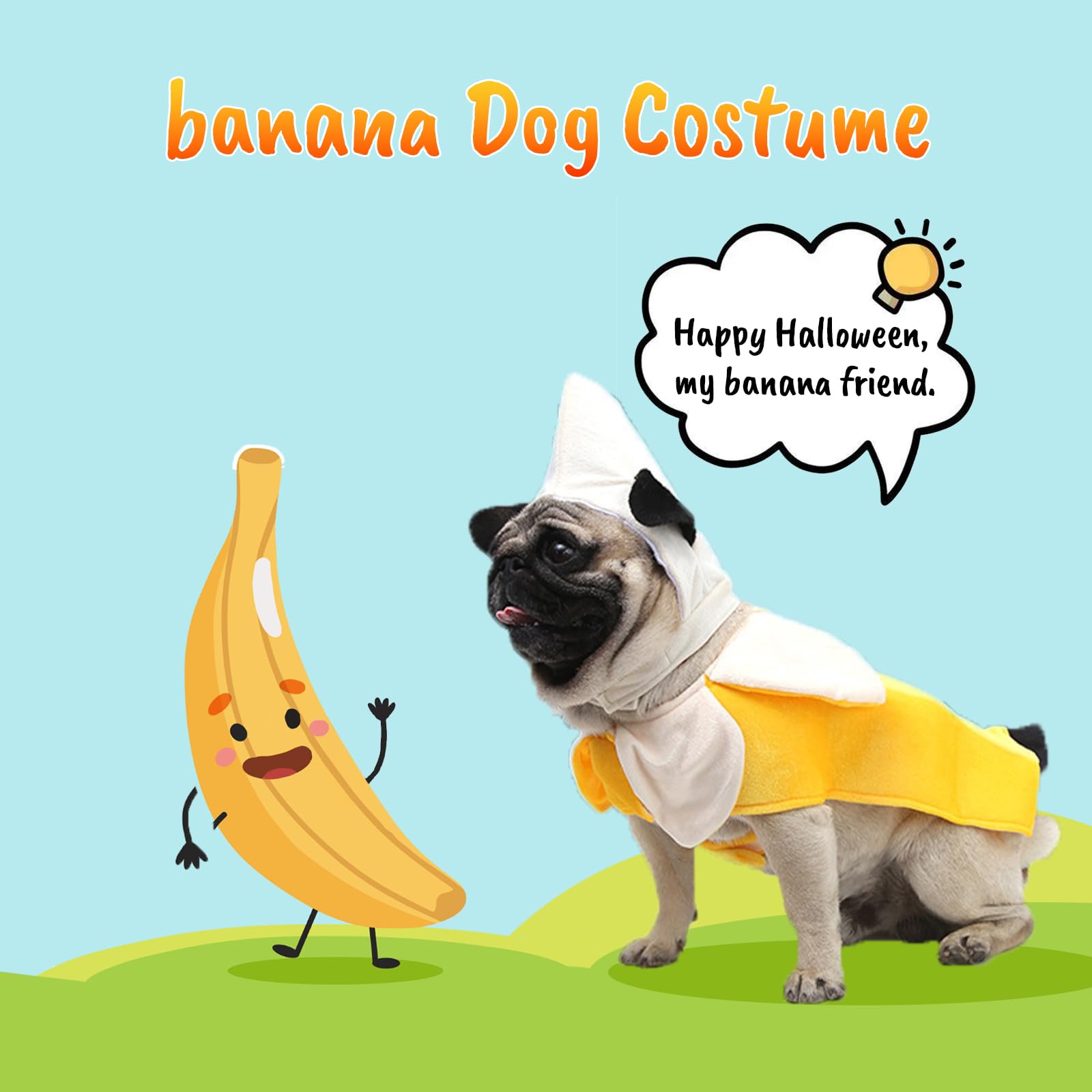 Banana Dog Costume - Funny Halloween Dog Costume Cute Dog Cosplay Jumpsuit Fashion Dress For Puppy Small Medium Large Dogs Special Events Photo Props Accessories