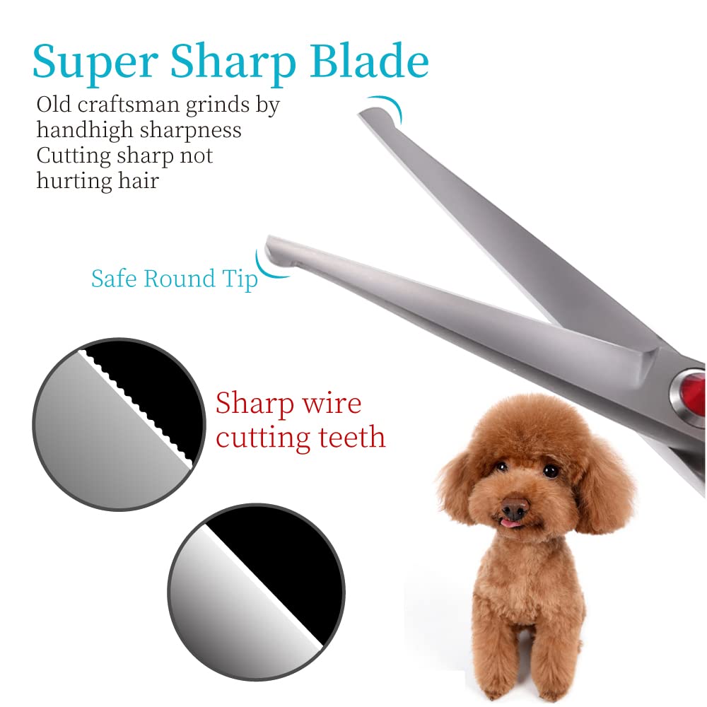 Fogosp 4.5'' Straight Dog Scissors For Grooming Face And Paws With Safety Round Tip For Small Dogs Cats Face Paw Ears Trimmer Ca