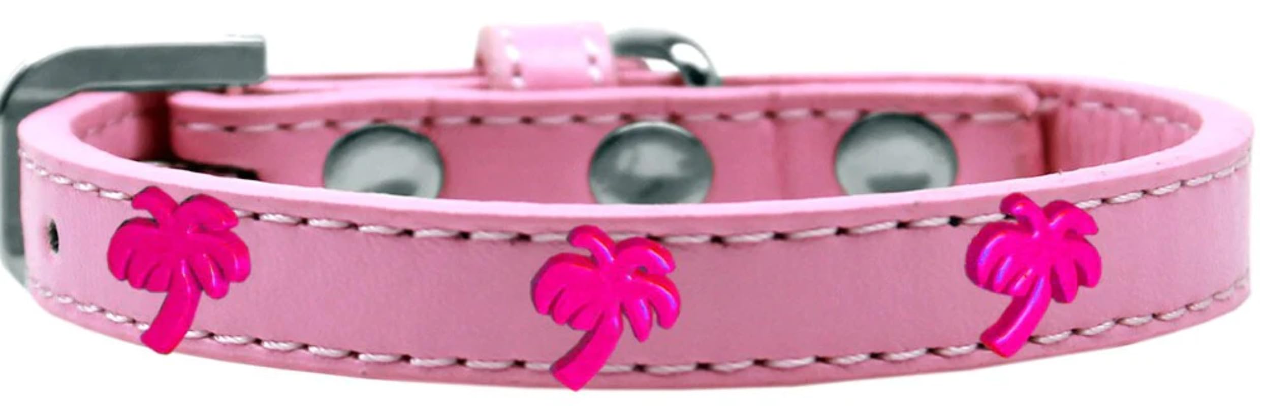 Dog, Puppy & Pet Widget Fashion Collar, Pink Palm Tree White 10