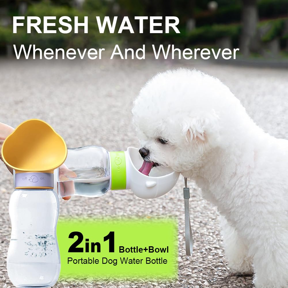 La Feier Portable Dog Water Bottle, 20 Oz, Leak Proof Puppy Water Dispenser With Drinking Feeder For Pets Outdoor Walking, Hikin