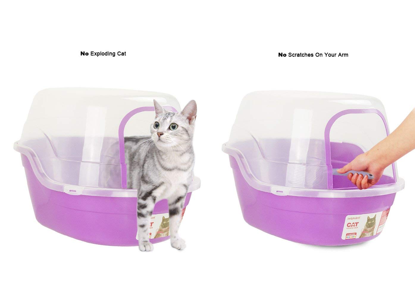 Covered Litter Box, Jumbo Hooded Cat Litter Box Holds Up to Two Small Cats Simultaneously,Extra Large Purple by Petphabet