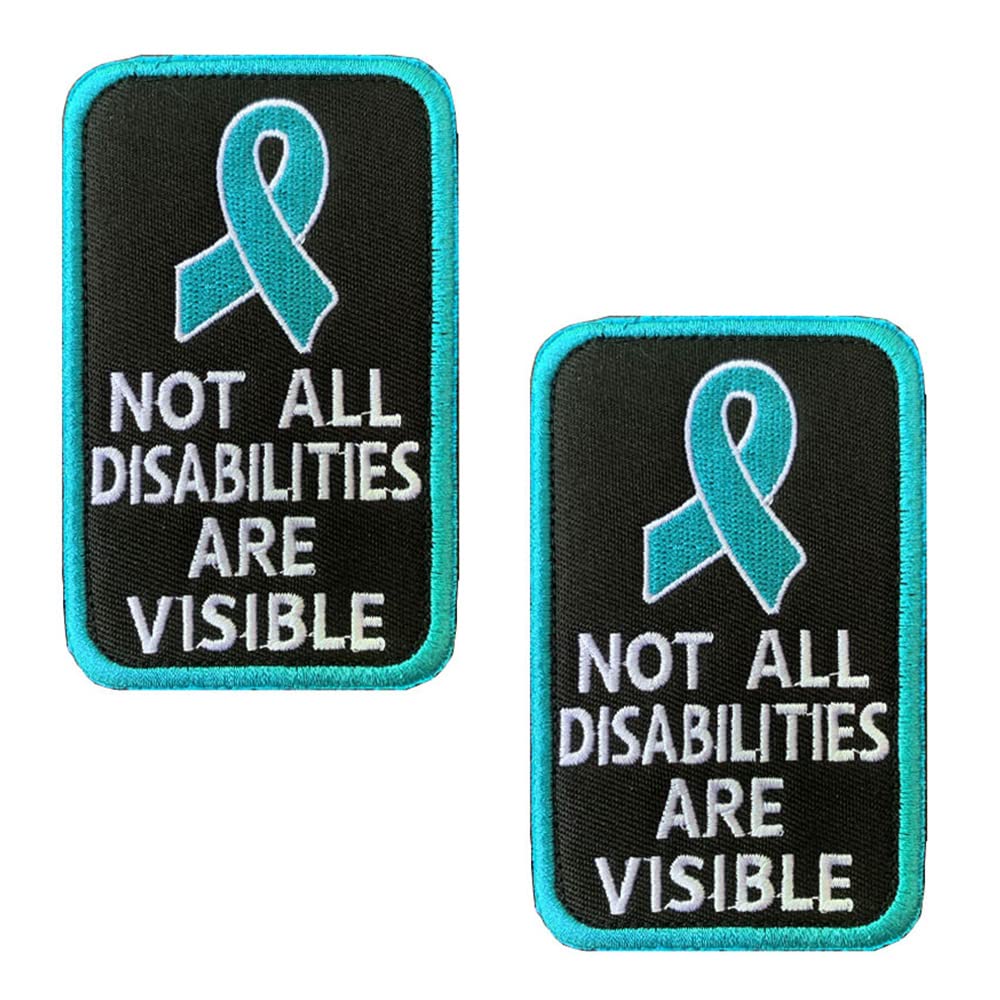 Zcketo 2 Packs Not All Disabilities Are Visible Service Dog Vests/Harnesses Dog Emblem Embroidered Hook & Loop Fastener Support 