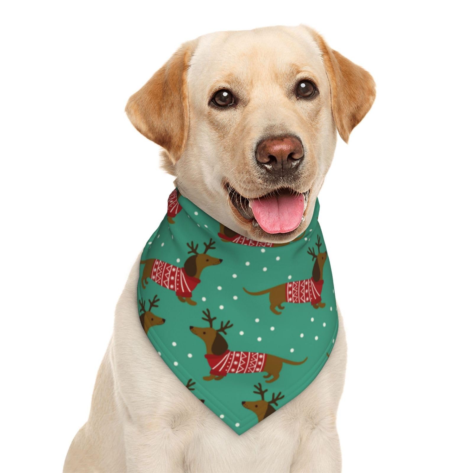 Merry Christmas Dachshund Dog Reindeer Dog Bandana Scarf Triangle Bibs Pet Accessories Cat Kerchief