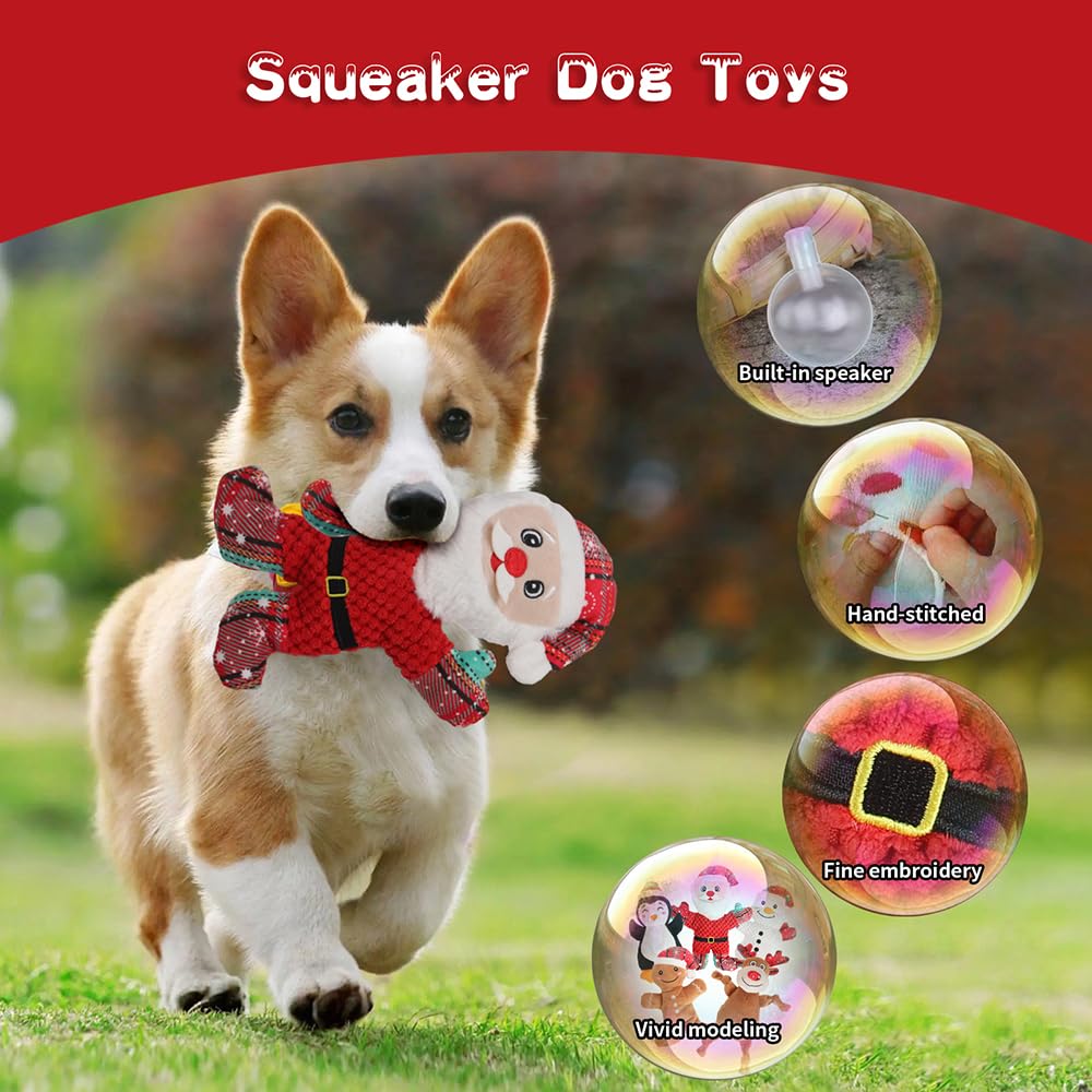 Pelteflu Dog Squeak Toys For Small, Medium & Large Dogs, Tough Chew Toy For Teething & Chewing, Durable Interactive Puppy Gifts,