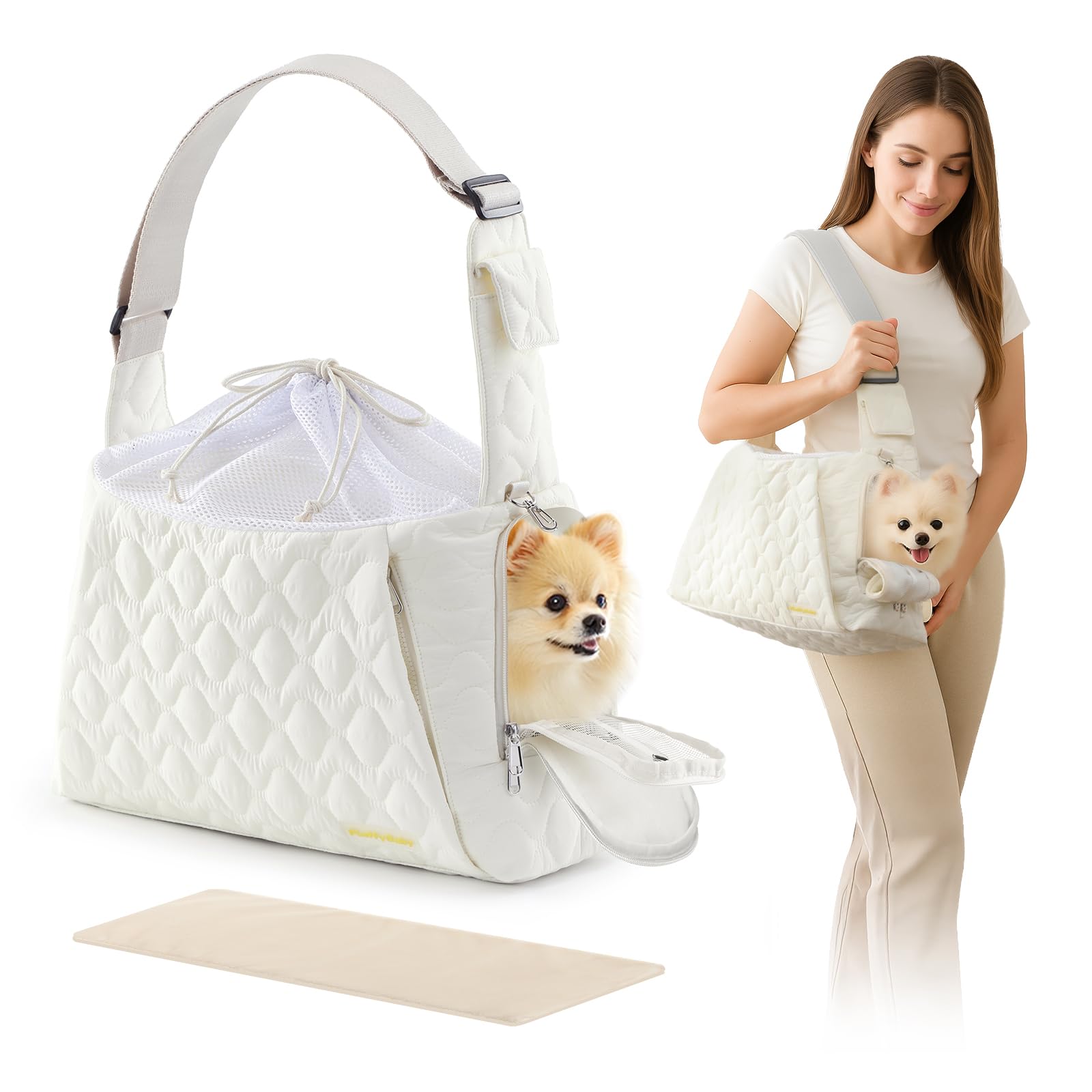 JourCraf Dog Carrier Sling for Small Dogs, Front Cat Sling & Cats Up to 15 lbs, Puppy Sling with Adjustable Strap Front Zipper P