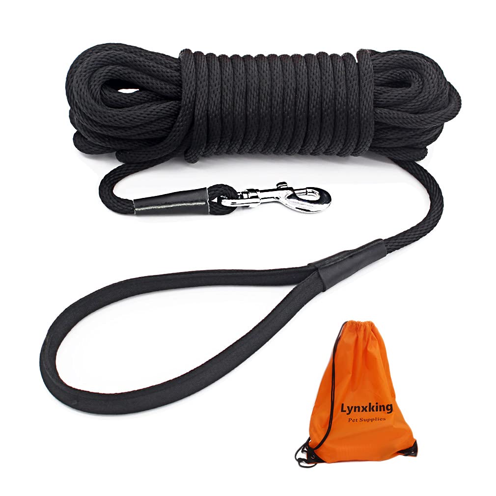 Lynxking Check Cord Dog Leash Long Lead Training Tracking Line Comfortable Handle Heavy Duty Puppy Rope 30Ft For Small Medium La
