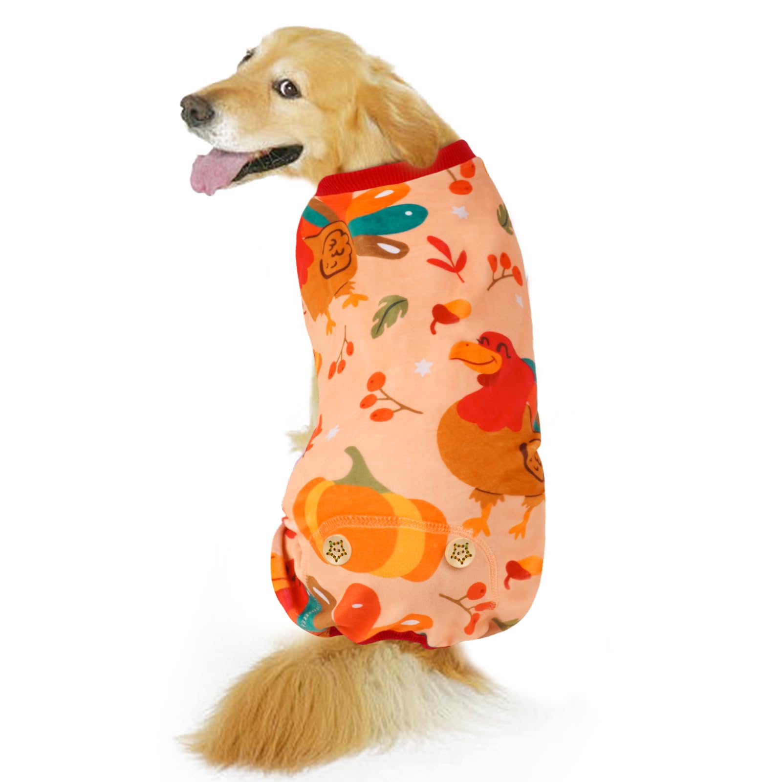 KYEESE Thanksgiving Dog Pajamas Velvet Dog Pajamas for Medium Dogs Soft Dog Pajamas Medium Sized Dog Stretchable Dog Onesie Comf