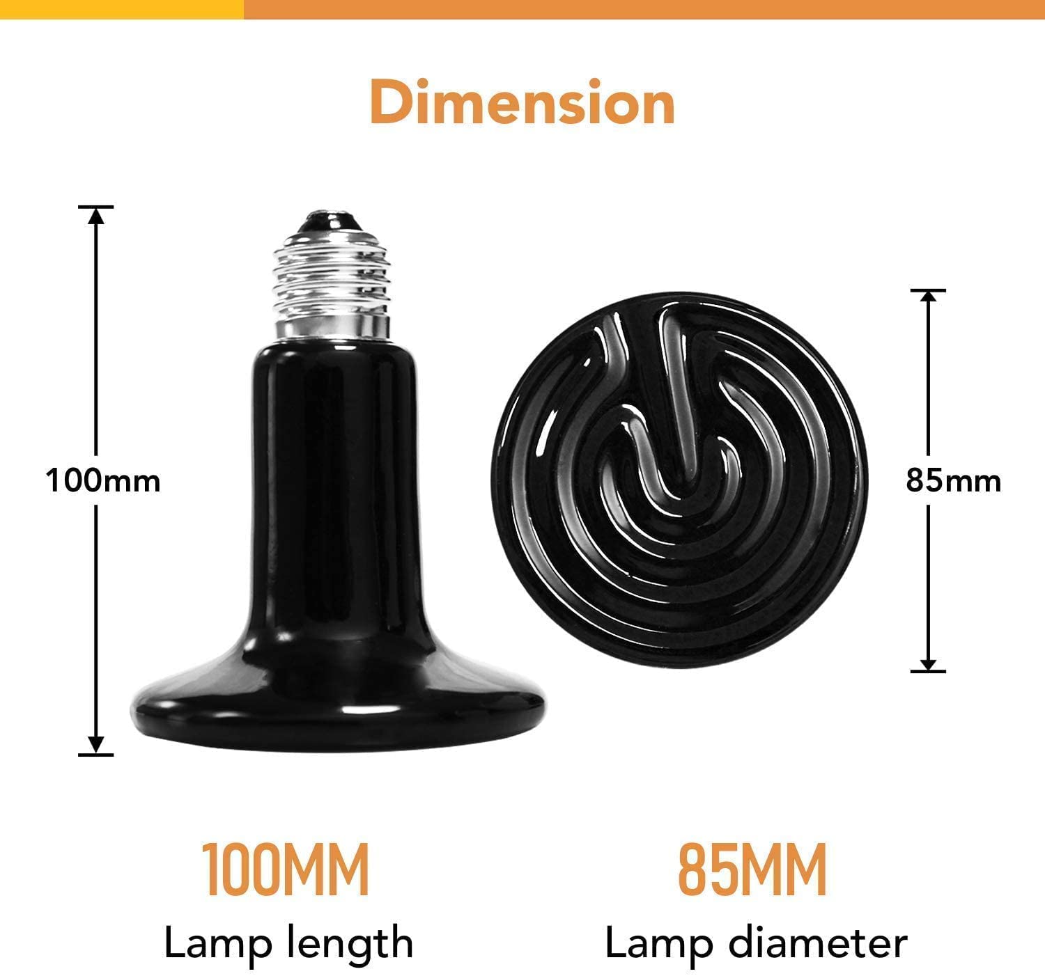 Simple Deluxe 150W Ceramic Reptile Heat Lamp Bulb & 150W Clamp Light with 8.5'' Aluminum Reflector Combo for Amphibian Pets, 2 P
