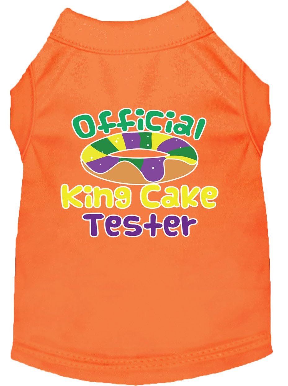 Mirage Pet Product King Cake Taster Screen Print Mardi Gras Dog Shirt Orange Med