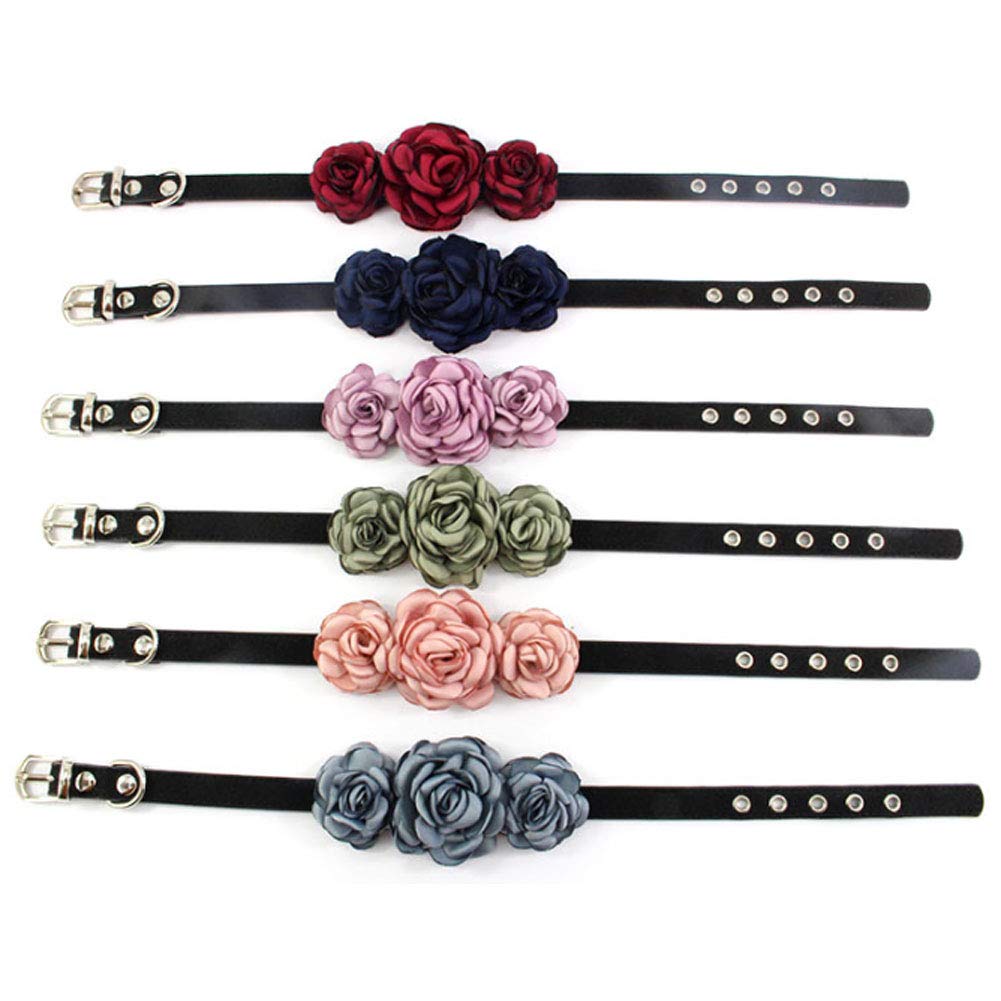 Petfavorites Valentines Flower Dog Cat Collar - Suede Puppy Wedding Collar For Kitten Small Dogs - Chihuahua Yorkie Clothes Accessories Costume Outfits, Adjustable Buckle And Handmade (Red, Size M)