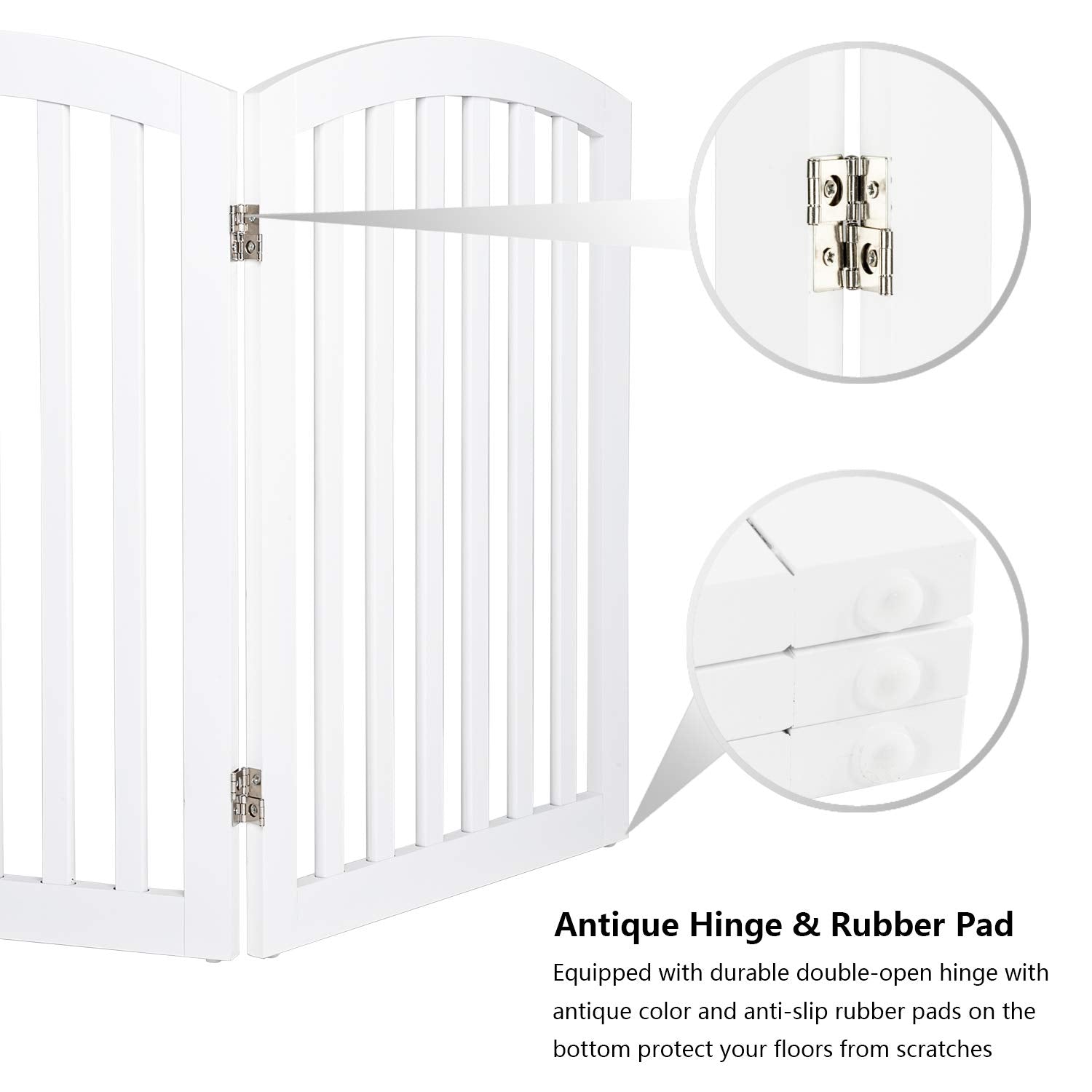 Bonnlo 30    Tall Free Standing Dog Gate For Doorways, 4 Panel Folding Pet Gates For The House Extra Wide, Indoor Dog Fence Wood