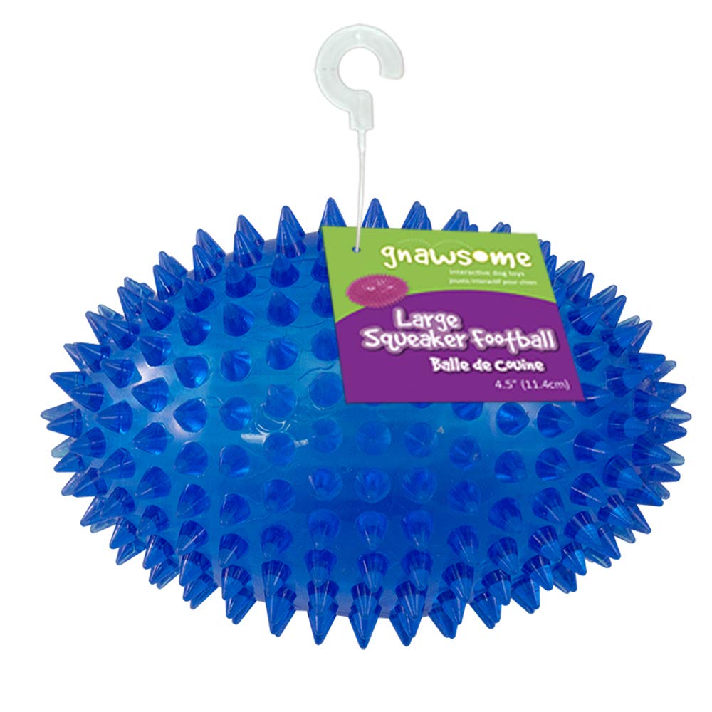 Gnawsome 4.5 Spiky Squeaker Football Dog Toy - Large, Cleans Teeth and Promotes Good Dental and Gum Health for Your Pet, Colors 