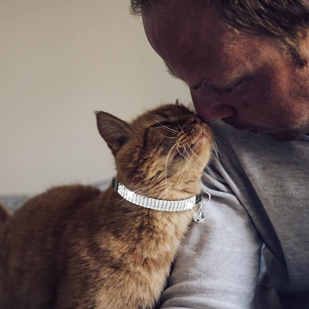 Expawlorer Soft Velvet Safe Cat Collars For Girl Cats -2 Pack Rhinestones Bling Diamante Adjustable Collars Breakaway- Chirstmas