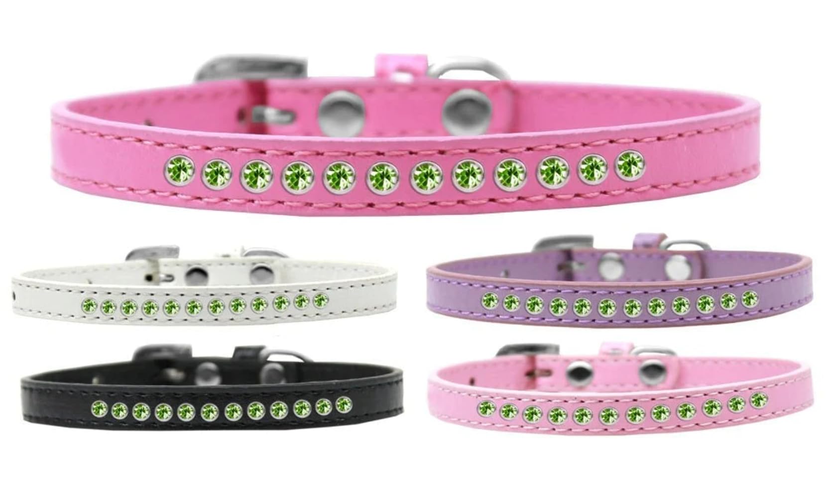 Dog, Puppy & Pet Fashion Collar, Lime Green Crystal Rimsets Black 8