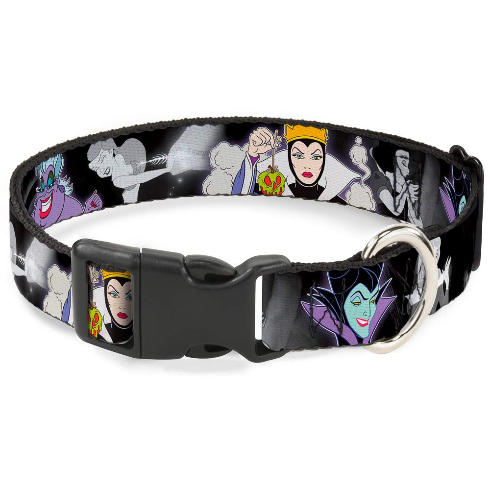 Buckle-Down Plastic Clip Collar - Villains Hexing Princess' Scenes Color/Black/White - 1/2' Wide - Fits 8-12' Neck - Medium