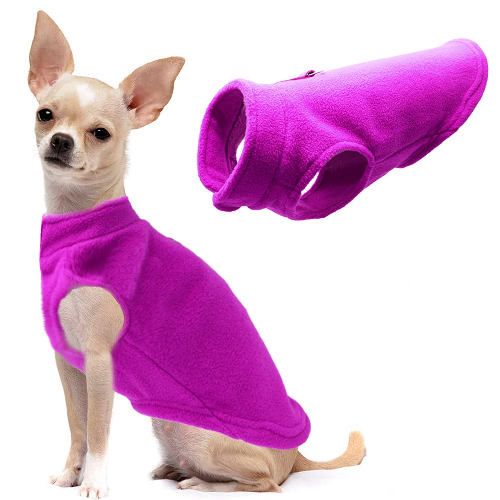Dog Fleece Vest Soft Winter Jacket Sweater With D-Ring Leash Cold Weather Coat Hoodie For Small Medium Large Dogs Purple X-Large