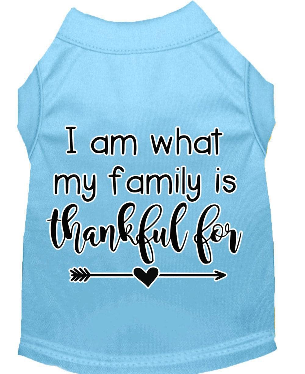 Pet Dog & Cat Shirt Screen Printed, "I Am What My Family Is Thankful For" Orange XL (14-20 lbs.)