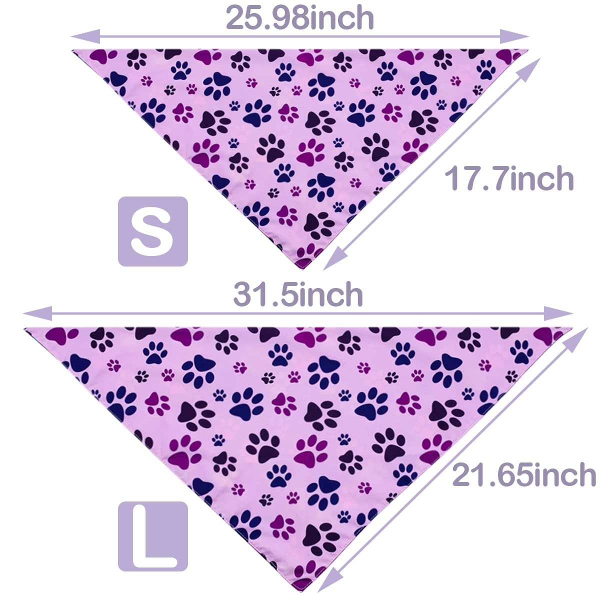 Pet Show 4 Pack Paw Print Big Dog Bandanas Set Girl Boy Reversible Adjustable Dogs Scarves Cat Daily Birthday Party Triangle Bibs Grooming Accessories For Medium Large Dogs Puppies Pets