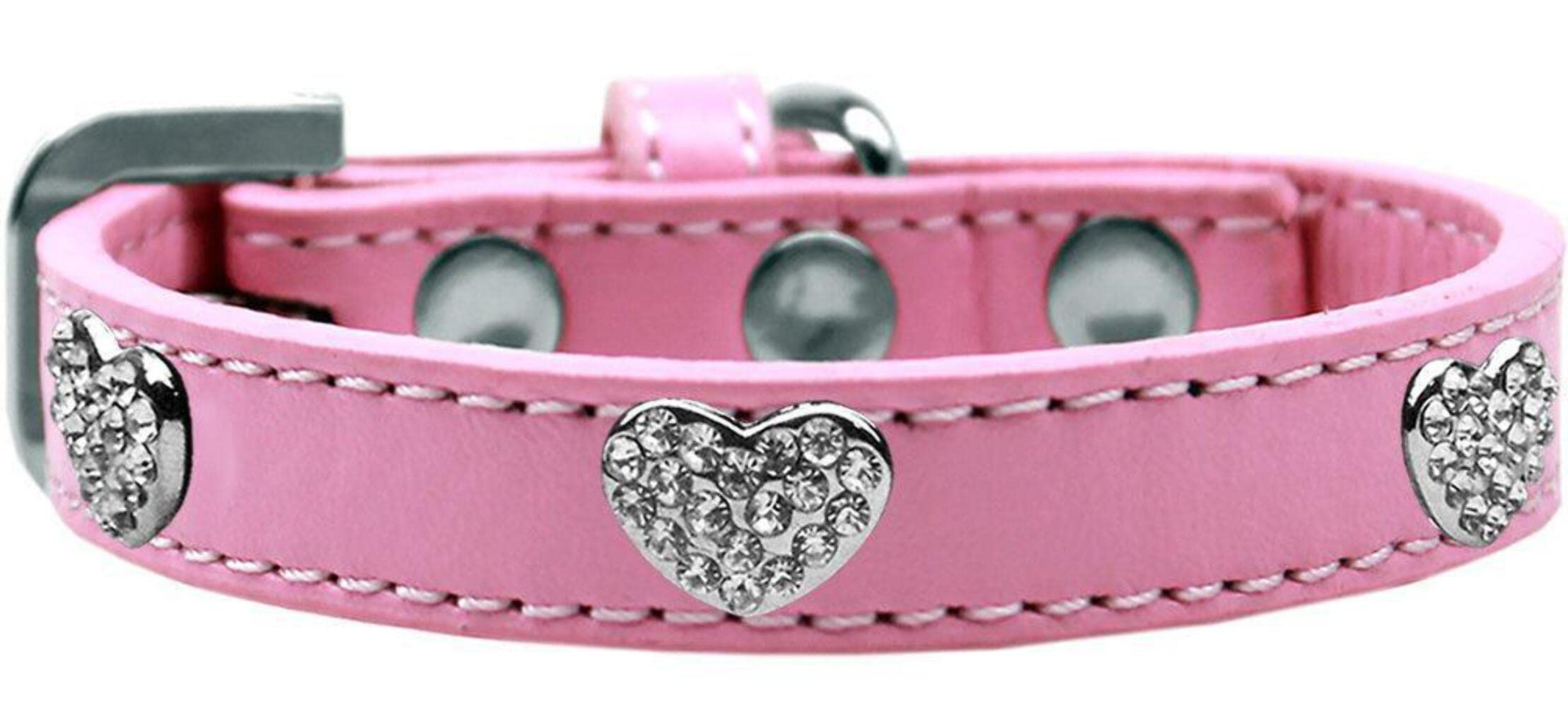 Dog, Puppy & Pet Widget Fashion Collar, &quot;Clear Crystal Heart&quot; Aqua 10