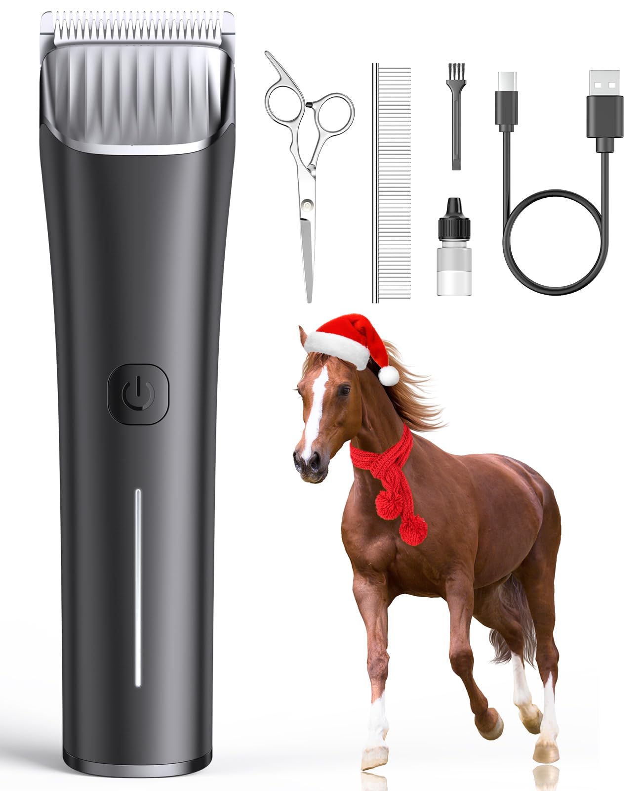 Oneisall Horse Clippers,Low Noise Horse Trimmer Shaver Kit For Matted Long Hair,2 Speed Cordless Grooming Clippers For Horse