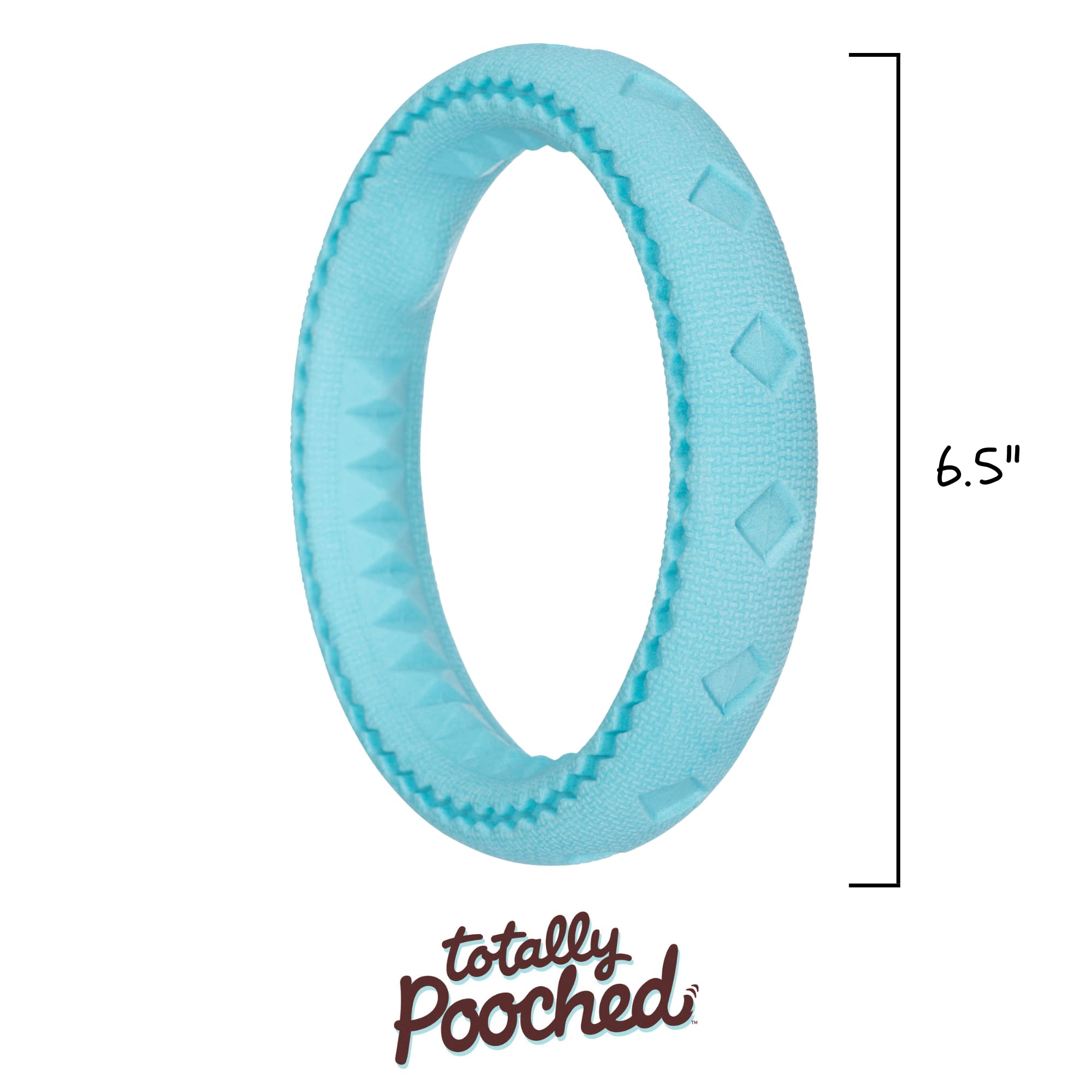 Messy Mutts Totally Pooched Chew N' Tug Ring | Durable Tpr Dog Toy | Made For Tough Chewers | Tough Fetch Ring For Dogs | 6.5?| Teal