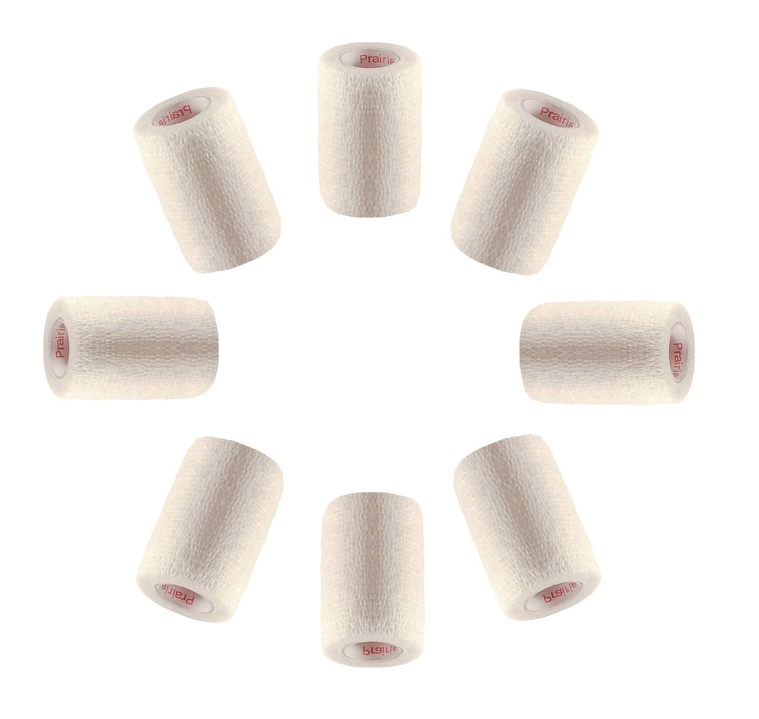 3 Inch Vet Wrap Tape Bulk (White) (Pack of 6) Self Adhesive Adherent Adhering Flex Bandage Grip Roll for Dog Cat Pet Horse