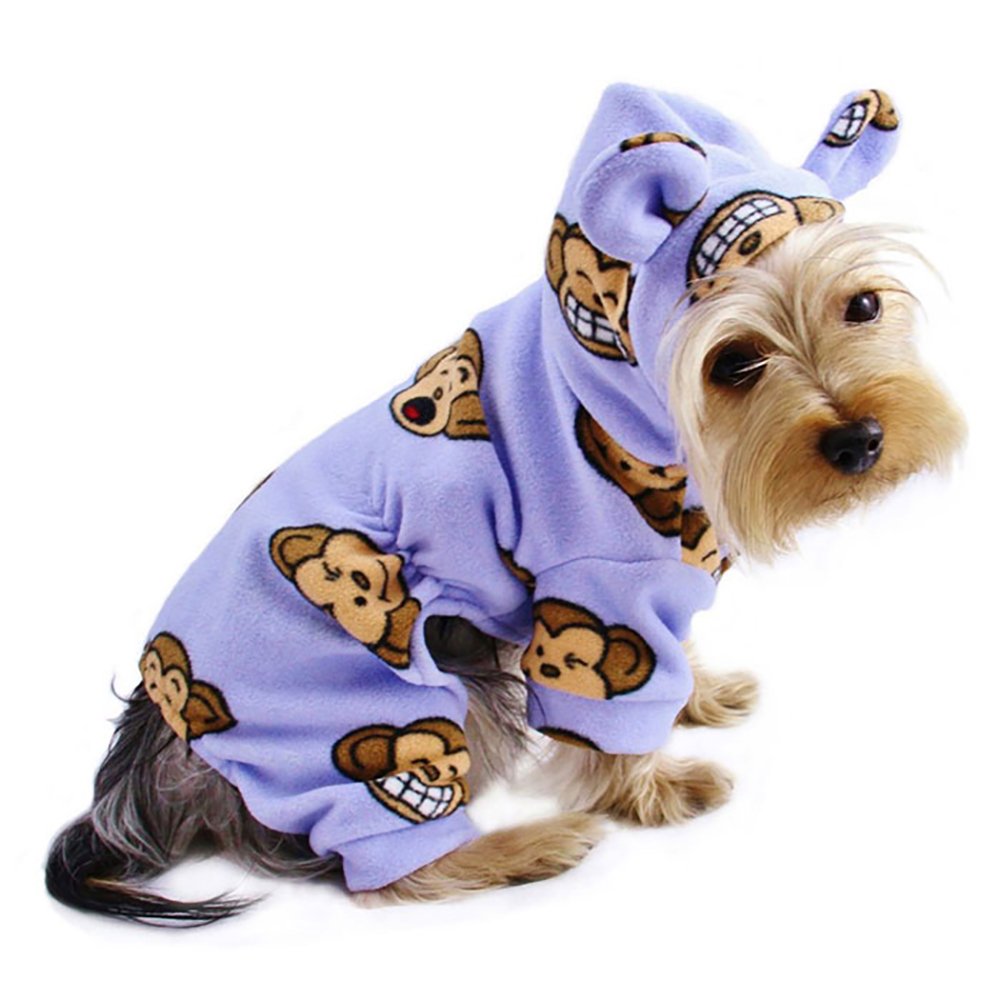 Klippo Silly Monkey Fleece Hooded Pajamas/Bodysuit/Loungewear/Coverall With Ears - Lavender - Large