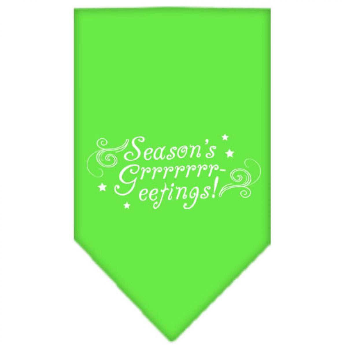 Christmas Pet and Dog Bandana Screen Printed, &quot;Season's Greetings&quot; Lime Green Small