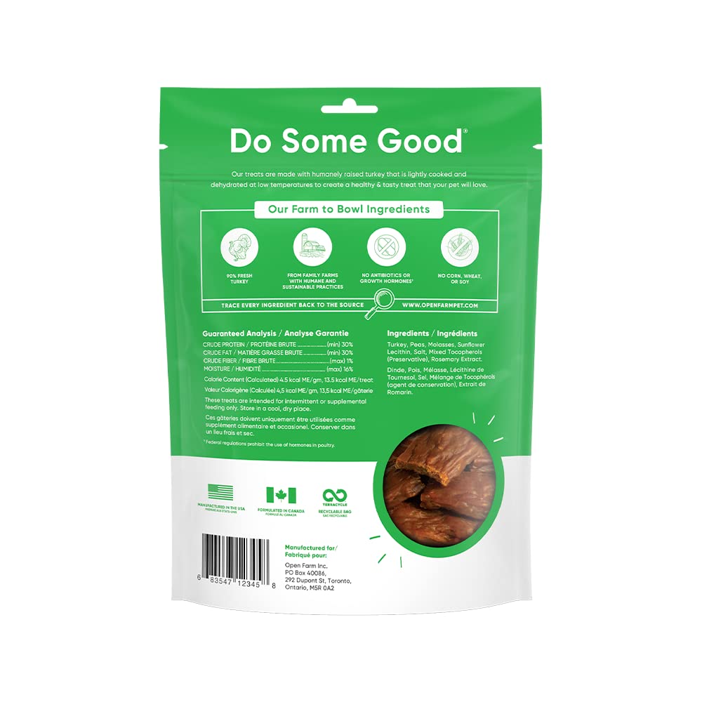 Open Farm Dehydrated Turkey Grain-Free Dog Treats, Gently Cooked Turkey Recipe with Natural Simple Ingredients and No Artificial