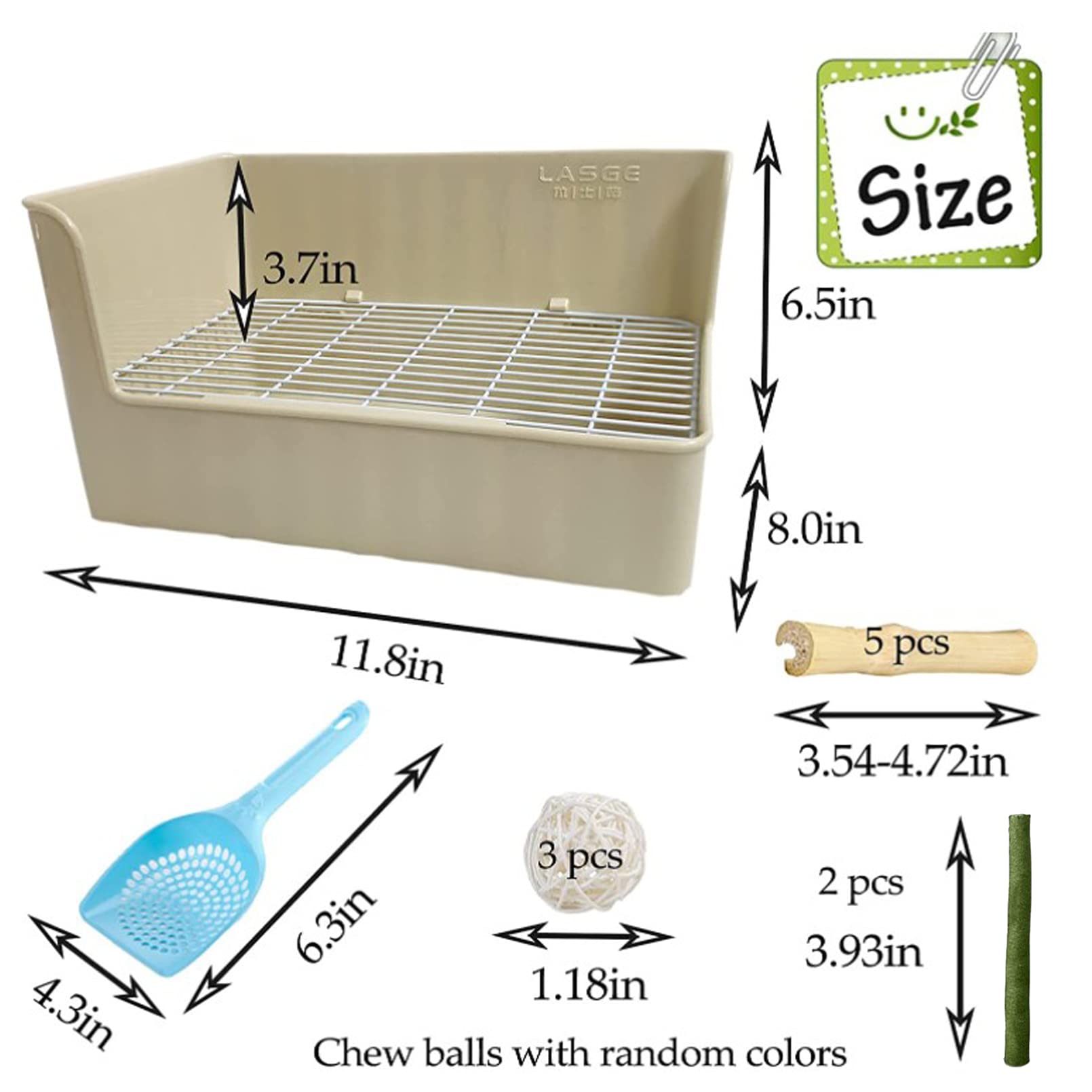 Tfwadmx Rabbit Litter Box Toilet Bunny Corner Litter Pan Pet Toilet Potty Trainer With Scoop Rabbit Chew Toys For Guinea Pigs Galesaur Chinchilla Ferret Small Animal (Brown)