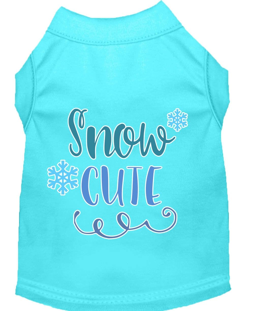 Christmas Pet Dog & Cat Shirt Screen Printed, &quot;Snow Cute&quot; Aqua SM (3-6 lbs.)