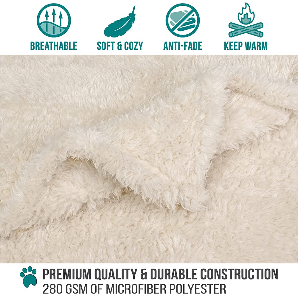 Petami Fluffy Dog Blanket For Small Medium Large Dogs, Sherpa Soft Warm Pet Fleece Throw For Indoor Cats, Fuzzy Plush Shaggy Blanket Furniture Protector Sofa Couch Bed, Beige 40X60